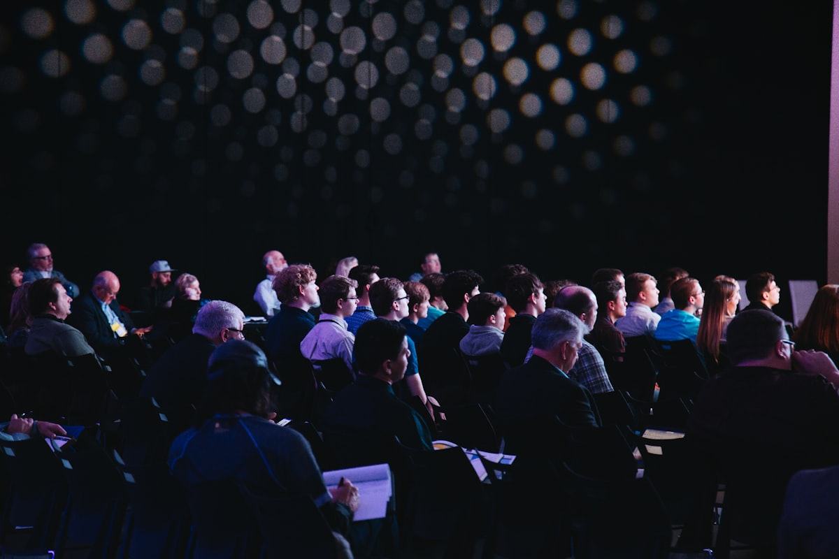 Audience seated at a keynote presentation